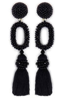 Seed Bead Oval Tassel Earrings (Assorted Colors)