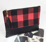 Buffalo Plaid Tassel Clutch