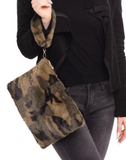 Furry Camo Crossbody Bag Clutch/Wristlet