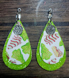 Christmas Tree Cakes Earrings with Charms (Changeable Glittered Teardrops)