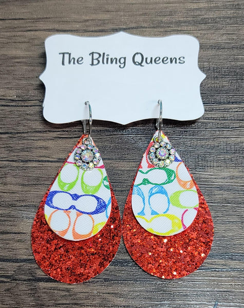 Multicolored & Glitter Teardrop Earrings