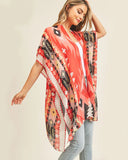 CLEARANCE - Coral/Red Boho Aztec Print Kimono or Coordinating Tote (Each Sold Seperately)