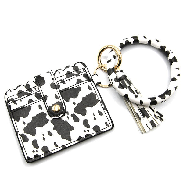 CLEARANCE Cow Bangle Keychain with Wallet/ID Holder