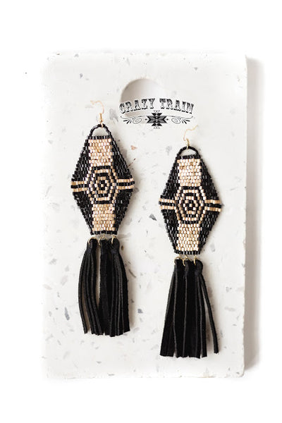 Dusty Trail Earrings ** BLACK/GOLD