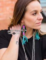 Dusty Trail Earrings ** PINK/TURQUOISE