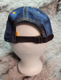 CLEARANCE - "Flag" Studded Distressed Dark Denim Ball Cap