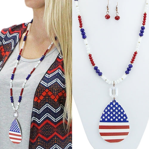 Patriotic (Flag) Pendant Necklace Set