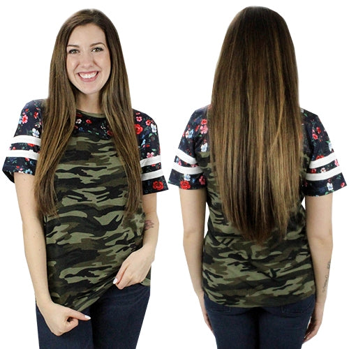 Floral & Camouflage Short Sleeve Top