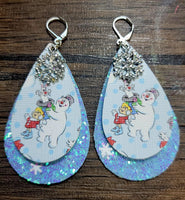 Christmas Frosty the Snowman Teardrop Earrings with Charms