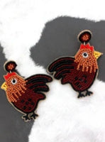 Rooster Seed Bead Earrings