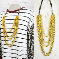 Gold Beaded Layered Necklace Set