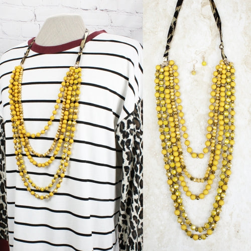 Gold Beaded Layered Necklace Set