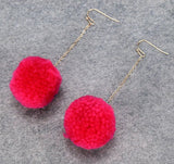 Hot Pink Pom Pom Earrings