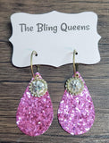 Interchangeable Glittered Teardrop Earrings with Charms