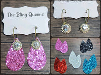 Interchangeable Glittered Teardrop Earrings with Charms