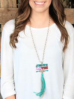 "Jesus Loves Me" Crystal Beaded Tassel Necklace