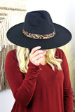 Jolene Ranchers Style Hat with Leopard Band (Black)