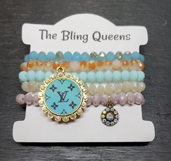 Pastel Multi-Colored Stack Bracelets with Charms