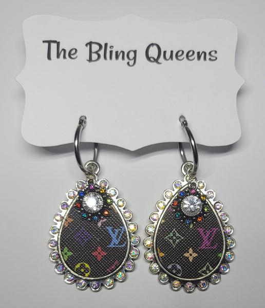 Multi Colored Teardrop Earrings with Charms
