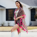 RESTOCKED Leopard Print with Pink Trim Kimono