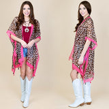 RESTOCKED Leopard Print with Pink Trim Kimono