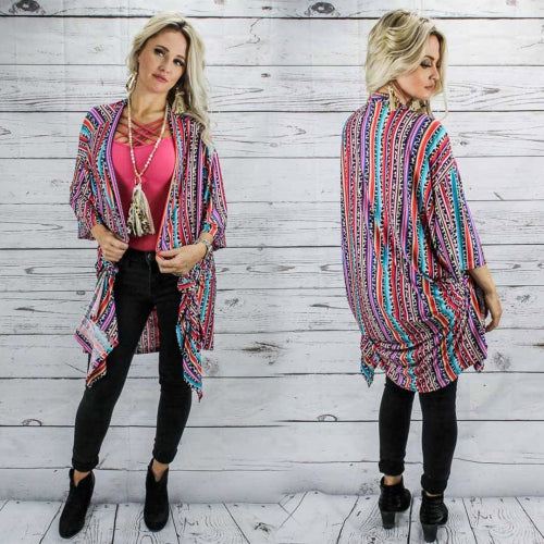 CLEARANCE - Leopard, Serape, Stripe Duster - One Size