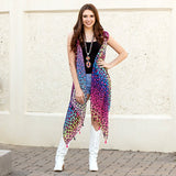 Multi-Colored Leopard Print Vest/Cover Up with Tassels