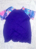 Purple Short Sleeve Shirt with Printed Sleeves & Pocket