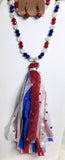 Patriotic Fabric Tassel Necklace Set