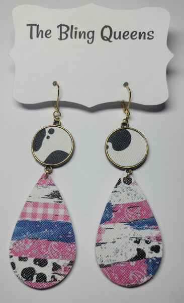 Western Print/Cow Earrings (2 Color Choices)