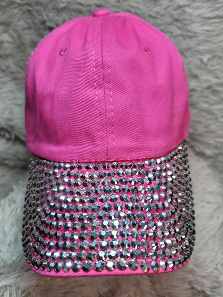 CLEARANCE Pink Ball Cap with Stud Filled Brim