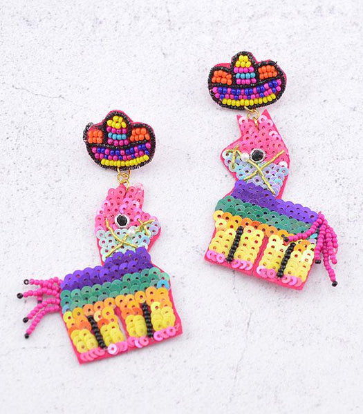 Pinata/Sombrero Seed Bead Earrings