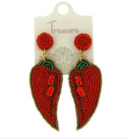 Red Pepper Seed Bead Earrings