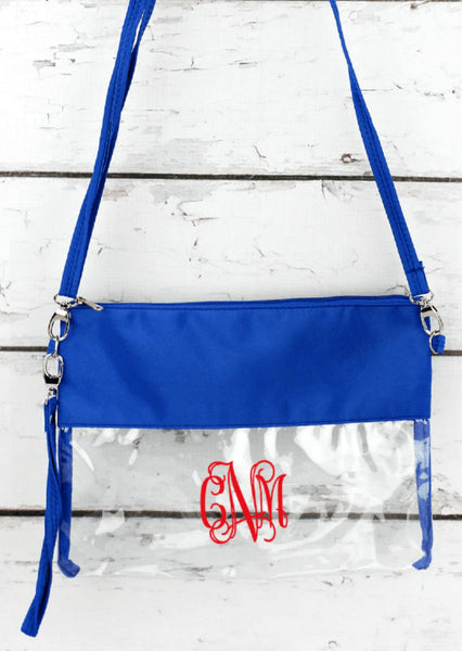 Clear Crossbody Bag with Royal Blue Trim