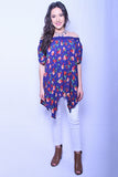 Royal Blue Floral Off The Shoulder Tunic