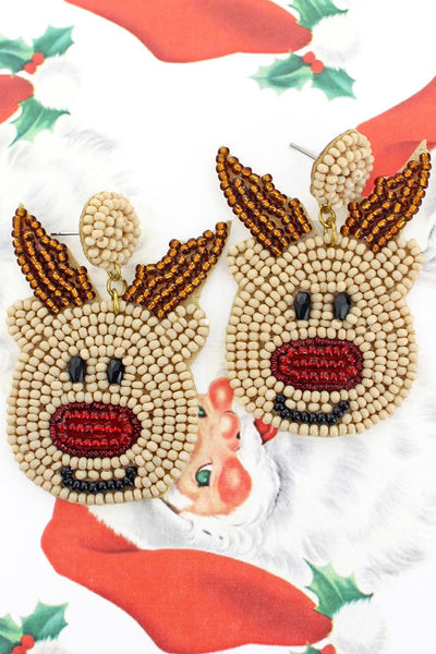 Christmas - Rudolph Seed Bead Earrings