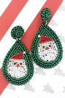 Christmas Santa Teardrop Seed Bead Earrings