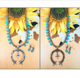 Turquoise Eagle Lake Naja Necklace & Earring Set (Available in 2 Colors)