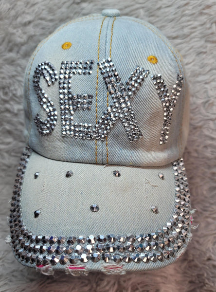 CLEARANCE "Sexy" Studded Denim Ball Cap