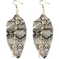 Beige Feather Snake Earrings