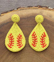 Softball Seed Bead Earrings