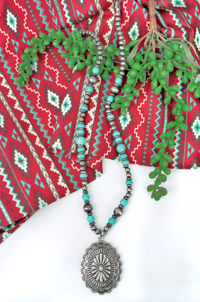 Western Sonora Turquoise Concho Necklace