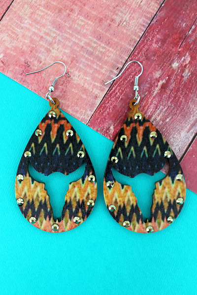Cut Out Steer Teardrop Earrings