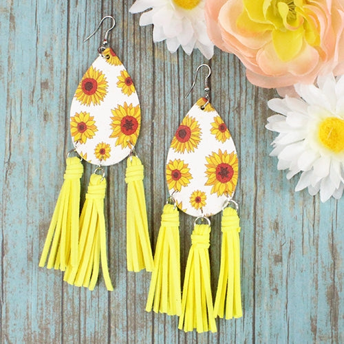 Yellow Tassel Sunflower Earrings