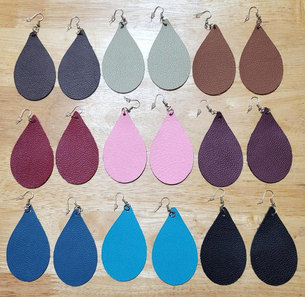 Teardrop Geniune Leather Earrings