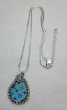 Turquoise/Blue Teardrop Necklace with Charm