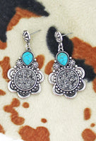 Druzy & Turquoise Silver Pearl Necklace with Bonus Earrings