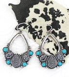 Druzy Turquoise & Silvertone Pearl Y Necklace with Bonus Earrings