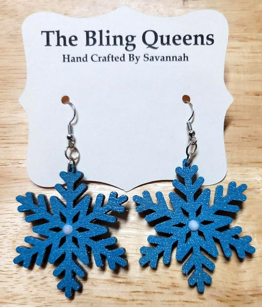 Wood Snowflake Earrings (Handmade)