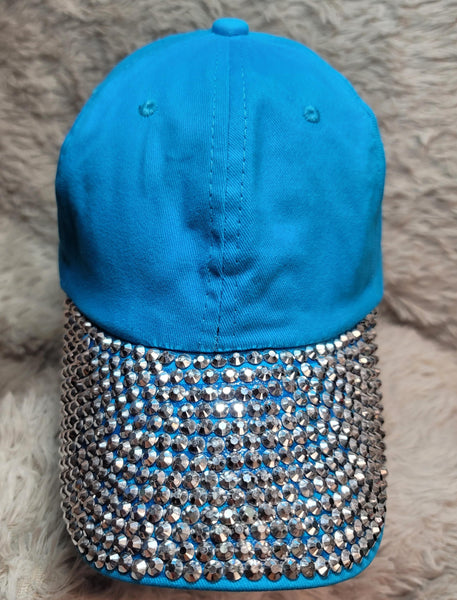 CLEARANCE Turquoise Ball Cap with Stud Filled Brim